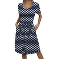 thumbnail image 1 of Mengpipi Dresses for Women Summer Casual Crew Neck Loose Flowy with Pockets, Polka Dots-L(US 12-14), 1 of 6