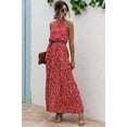 thumbnail image 1 of Mengpipi Summer Halter Dresses for Women High Waist Sleeveless Maxi Dress Sundress with Belt, Deep red-L(US 8-10), 1 of 6