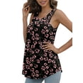 thumbnail image 1 of Mengpipi Tank Top for Women Summer Pleated Loose Casual Sleeveless Tunic Tops , 02 Floral Pink-XXL(US 20-22), 1 of 5