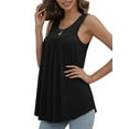thumbnail image 1 of Mengpipi Tank Top for Women Summer Pleated Loose Casual Sleeveless Tunic Tops , Black-XXL(US 20-22), 1 of 5