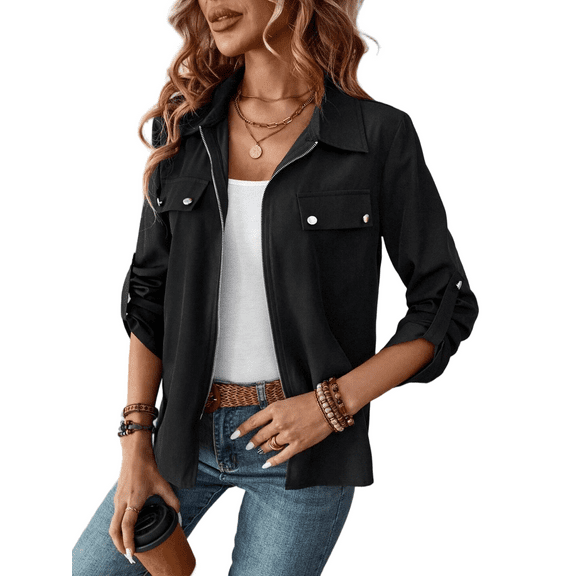 Mengpipi Women Chic Motorcycle Zipper Jacket Long Sleeve Light Street Fashion Lapel Test Bag Button Cuff Cool Cool Jacket Jacket S-2XL