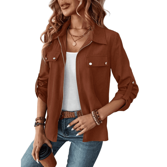 Mengpipi Women Chic Motorcycle Zipper Jacket Long Sleeve Light Street Fashion Lapel Test Bag Button Cuff Cool Cool Jacket Jacket S-2XL