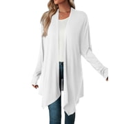 Mengpipi Women's Basic Casual Lightweight Long Sleeve Drape Open Front Cardigan, S-3XL