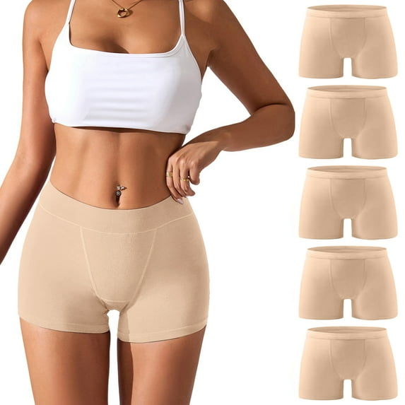 Mengpipi Women's Boyshort Underwear Comfort Cotton Panties, 5 Pack, Sizes M to 2XL