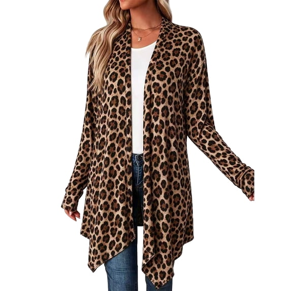 Mengpipi Women's Cardigans Fall Spring Winter Long Sleeve Open Front Draped Irregular Hem Casual Lightweight Basic Regular Fit Outerwear Coat S-3X