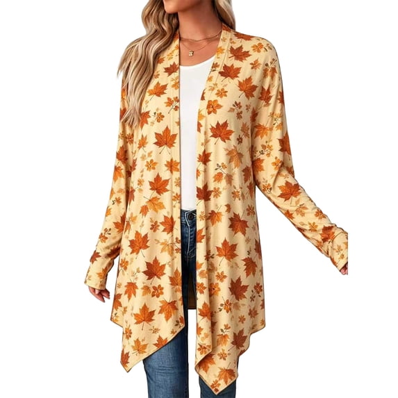 Mengpipi Women's Cardigans Fall Spring Winter Long Sleeve Open Front Draped Irregular Hem Casual Lightweight Basic Regular Fit Outerwear Coat S-3X