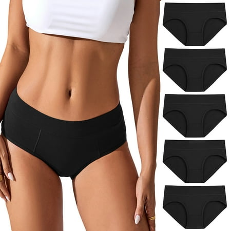 Mengpipi Women's Cotton Underwear Comfort Hipster Panties, 5 Pack, Sizes S to 2XL