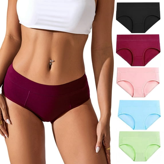 Mengpipi Women's Cotton Underwear Comfort Hipster Panties, 5 Pack, Sizes S to 2XL