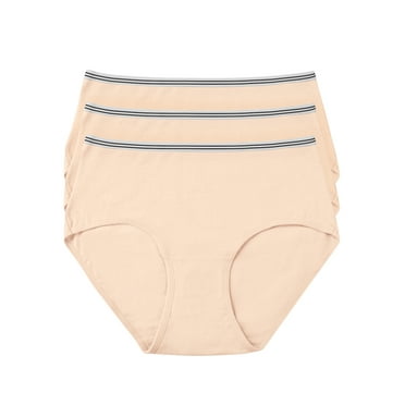 Mengpipi Women's Cotton Brief Underwear Beige, 3-Pack, Size S-XXL