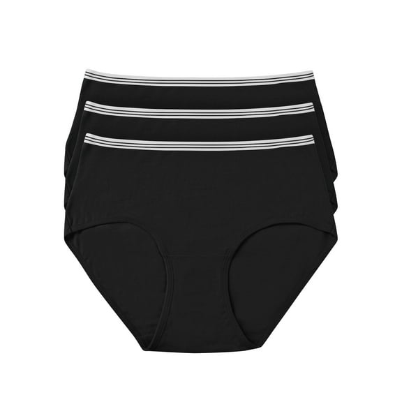 Mengpipi Women's Cotton Brief Underwear Black, 3-Pack, Size S-XXL