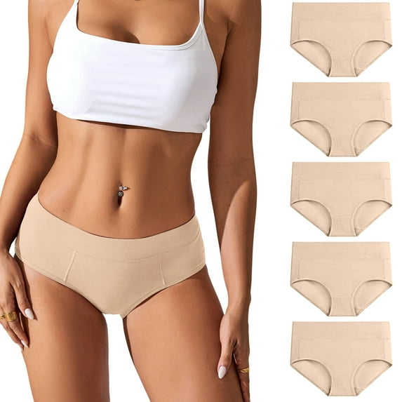 Mengpipi Women's Cotton Underwear Comfort Hipster Panties, 5 Pack, Sizes S to 2XL
