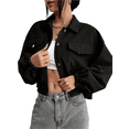 thumbnail image 1 of Mengpipi Women’s Lightweight Corduroy Shacket Button Front Short Jacket for Daily Wear S-XL, 1 of 7