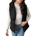 thumbnail image 1 of Mengpipi Women's Lightweight Quilted Gilet Autumn Winter Sleeveless Hooded Belted Waist Stand Collar Thermal Coat with Side Pockets S-2XL, 1 of 7