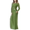 thumbnail image 1 of Mengpipi Women's Maxi Dresses Long Sleeve Casual Long Dresses Loose Plain with Pockets, Army Green-XXL(US 20-22), 1 of 4