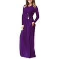 thumbnail image 1 of Mengpipi Women's Maxi Dresses Long Sleeve Casual Long Dresses Loose Plain with Pockets, Purple-M(US 8-10), 1 of 4
