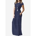 thumbnail image 1 of Mengpipi Women's Maxi Dresses Short Sleeve Long Casual Dresses Loose Plain with Pockets, Polka Dots-3XL(US 4-6), 1 of 1