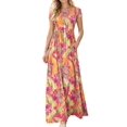 thumbnail image 1 of Mengpipi Women's Maxi Dresses Short Sleeve Long Casual Dresses Loose with Pockets, Tropical Flowers-L(US 4-6), 1 of 1
