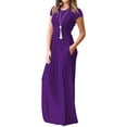 thumbnail image 1 of Mengpipi Women's Maxi Dresses Short Sleeve Long Casual Dresses Loose Plain with Pockets, Purple-S(US 4-6), 1 of 8