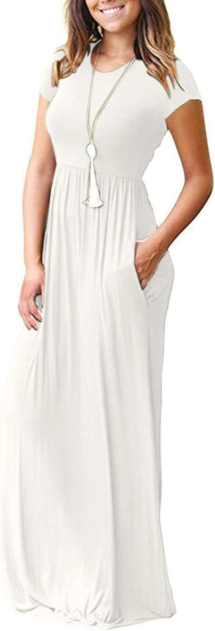 Elegance White Casual Loose Fitting Maxi Dresses For Women