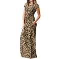 thumbnail image 1 of Mengpipi Women's Maxi Dresses Short Sleeve Long Casual Dresses Loose with Pockets, Leopard-4XL(US 28-30), 1 of 7
