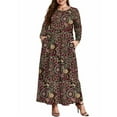 thumbnail image 1 of Mengpipi Women's Plus Size Casual Long Sleeve Crewneck Dress Flowy Tiered Loose Maxi Dress with Pockets 1X-5X, 1 of 6
