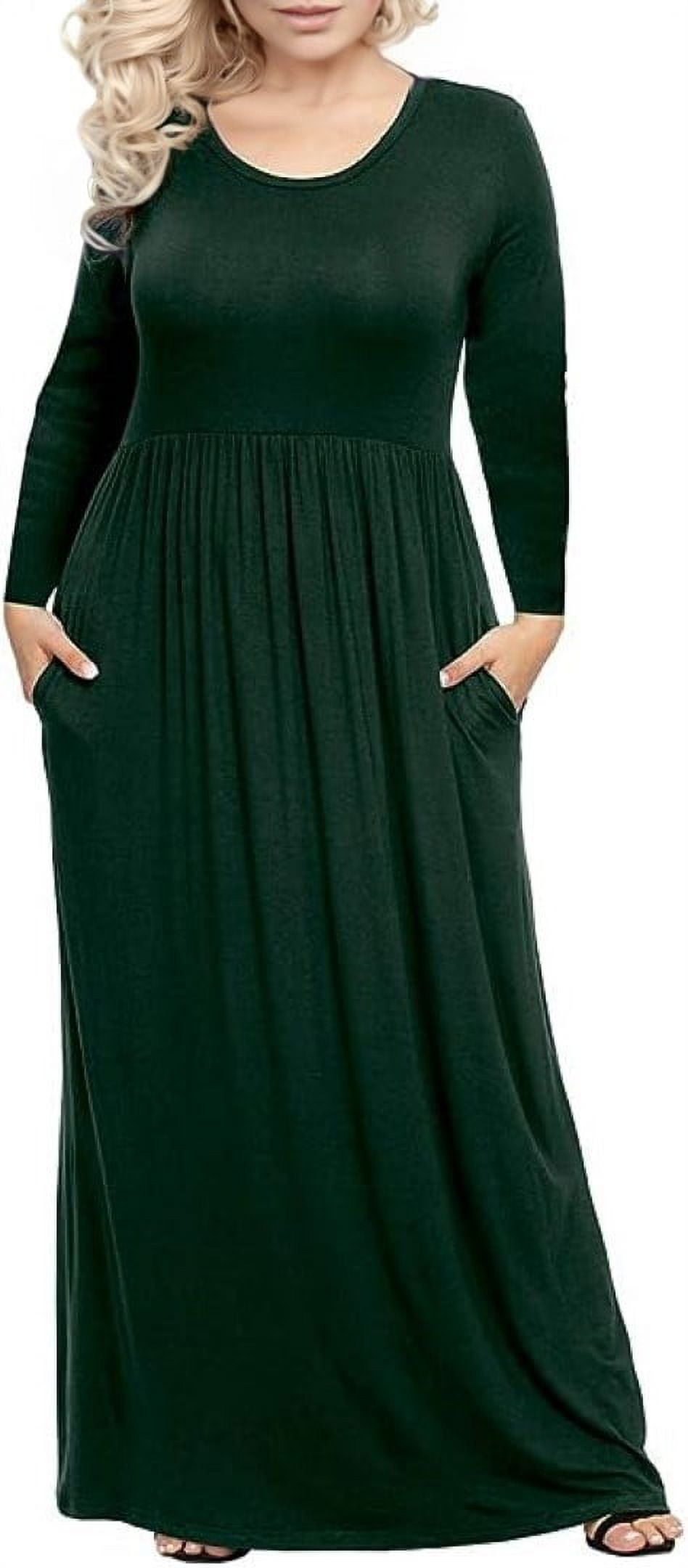 Women Summer L- 5x Plus Size Maxi Dress Long Dresses With Pockets