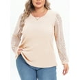 thumbnail image 1 of Mengpipi Women's Plus Size Tops Waffle Knit Lace Long Sleeve Blouse Loose Casual Shirt 1X-5X, 1 of 5