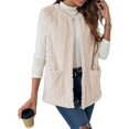 thumbnail image 1 of Mengpipi Women's Soft Fleece Vest Jacket - Reversible Fuzzy Plush Sleeveless Coat S-XL, 1 of 7