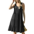 thumbnail image 1 of Mengpipi Women's Summer Casual Sleeveless V-Neck Swing Tank Dress Casual Flowy Tiered Beach Dress, Black-XL(US 16-18), 1 of 6