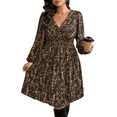 thumbnail image 1 of Mengpipi Women's Swing Dress Fall Spring Long Sleeve V Neck Cinched Waist Floral Print Casual Maxi Dress 1X-4X, 1 of 7