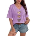 thumbnail image 1 of Mengpipi Women's Tops Summer Short Sleeve V-Neck Loose Fit Romantic Heart Patchwork Sweet Blouses M-5X, 1 of 9
