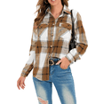 thumbnail image 1 of Mengpipi Women's Vintage Checkered Shacket - Long Sleeve Button Front Lapel Collar, Thick Warm Plaid Coat S-2XL, 1 of 7
