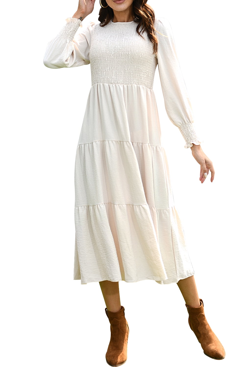 Mengpipi Womens Casual Long Sleeve Midi Dresses Namibia | Ubuy
