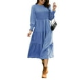 thumbnail image 1 of Mengpipi Womens Casual Long Sleeve Midi Dresses Smocked Flowy Tiered Dress Blue, Size 16-18, 1 of 7