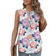 MENGPIPI Womens Casual Tank Top Sleeveless Summer Shirts V-Neck Comfy Blouse for Work S-XL
