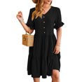 thumbnail image 1 of Mengpipi Womens Dresses Boho Ruffle Sleeve V-Neck Button Down Tiered Casual Flowy Midi Dresses S-XXL, 1 of 6
