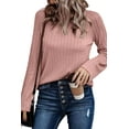 thumbnail image 1 of Mengpipi Womens Long Sleeve Shirts Casual Lightweight Pullover Crew Neck Tunic Tops Pink, XL(US 16-18), 1 of 5