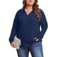 thumbnail image 1 of Mengpipi Womens Plus Size Tops Long Sleeve V-Neck Polo Shirts Pullover Sweaters Fall Winter 1X-5X, 1 of 9