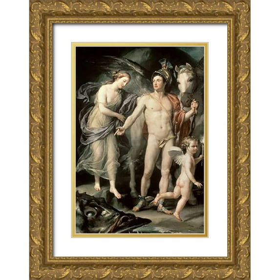 Mengs, Anton Raffael 14x18 Gold Ornate Wood Framed with Double Matting Museum Art Print Titled - Perseus and Andromeda