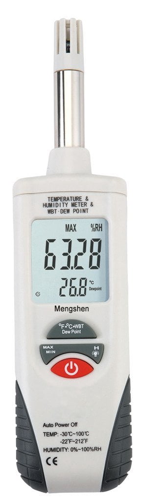 Mengshen Digital Psychrometer - Handheld Backlight Temperature Humidity Meter Gauge with Dew Point and Wet Bulb Temperature - Battery Included, M350