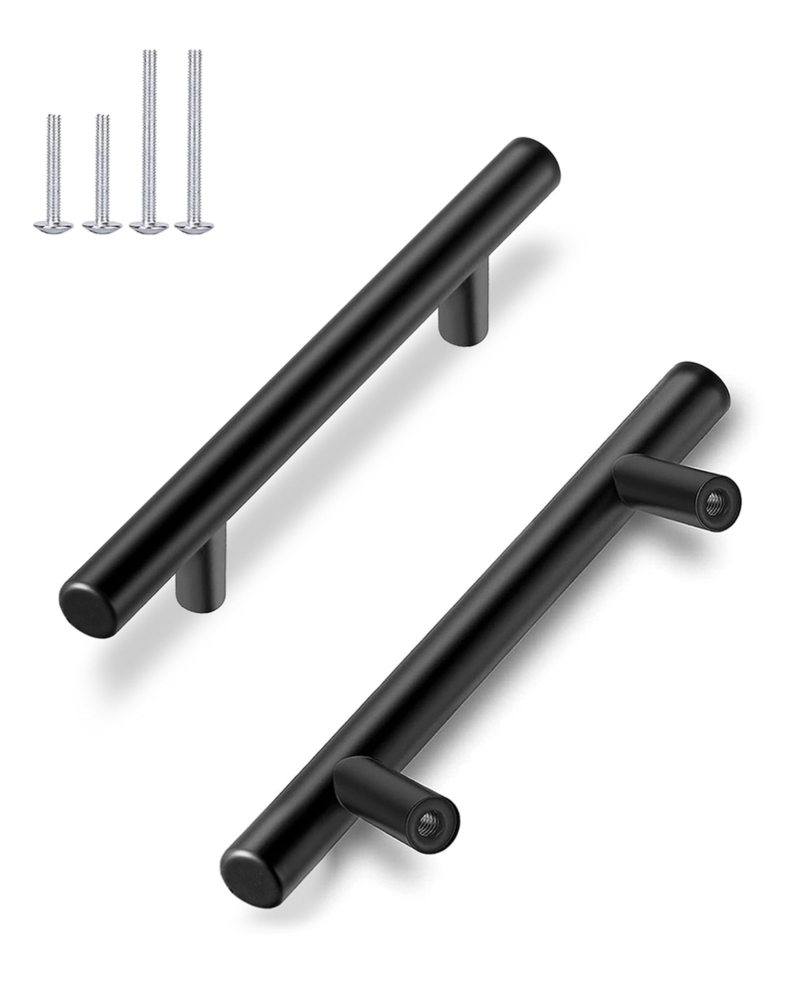 Mengshi 30 Pack Matte Black Cabinet Handles 3" Hole Centers, Stainless Steel Kitchen & Drawer Pulls for Cabinets, Cupboards & Wardrobes