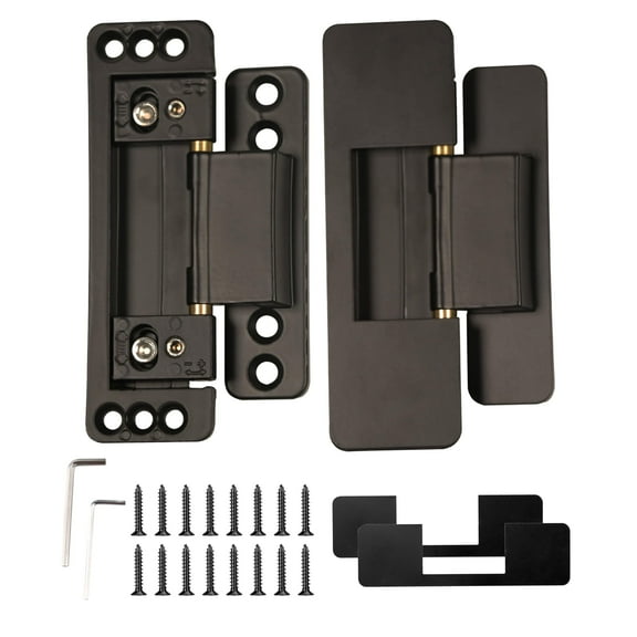 Mengshi Hidden Door Hinges: Ultra-Thin Invisible Hinges for Heavy-Duty Secret Doors (2 Hinges, Black)