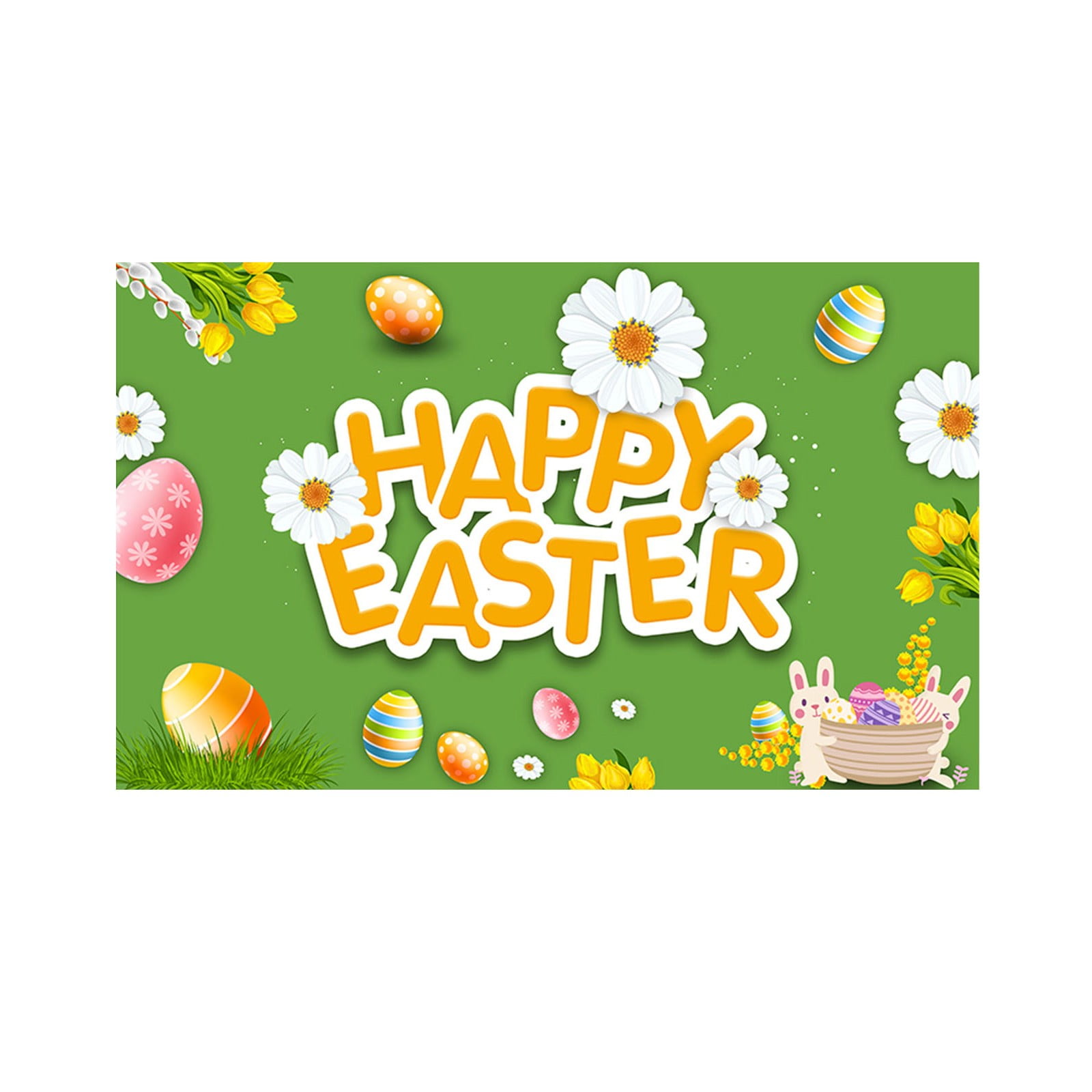 Mengzhiii New Easter Background Easter Egg Bunny Banner Holiday Party ...