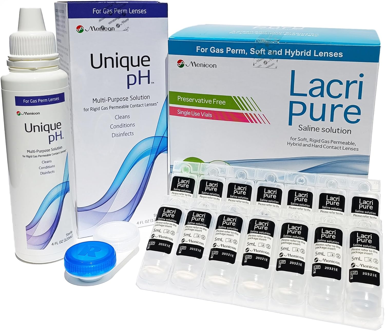 Menicon LacriPure Saline 98 Vials and Menicon Unique pH MultiPurpose
