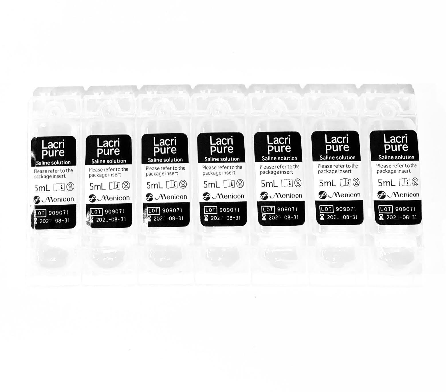 MENICON AMERICA Menicon Lacripure Rinsing & Insertion Saline Solution Vials 5 ml (Pack of 7)