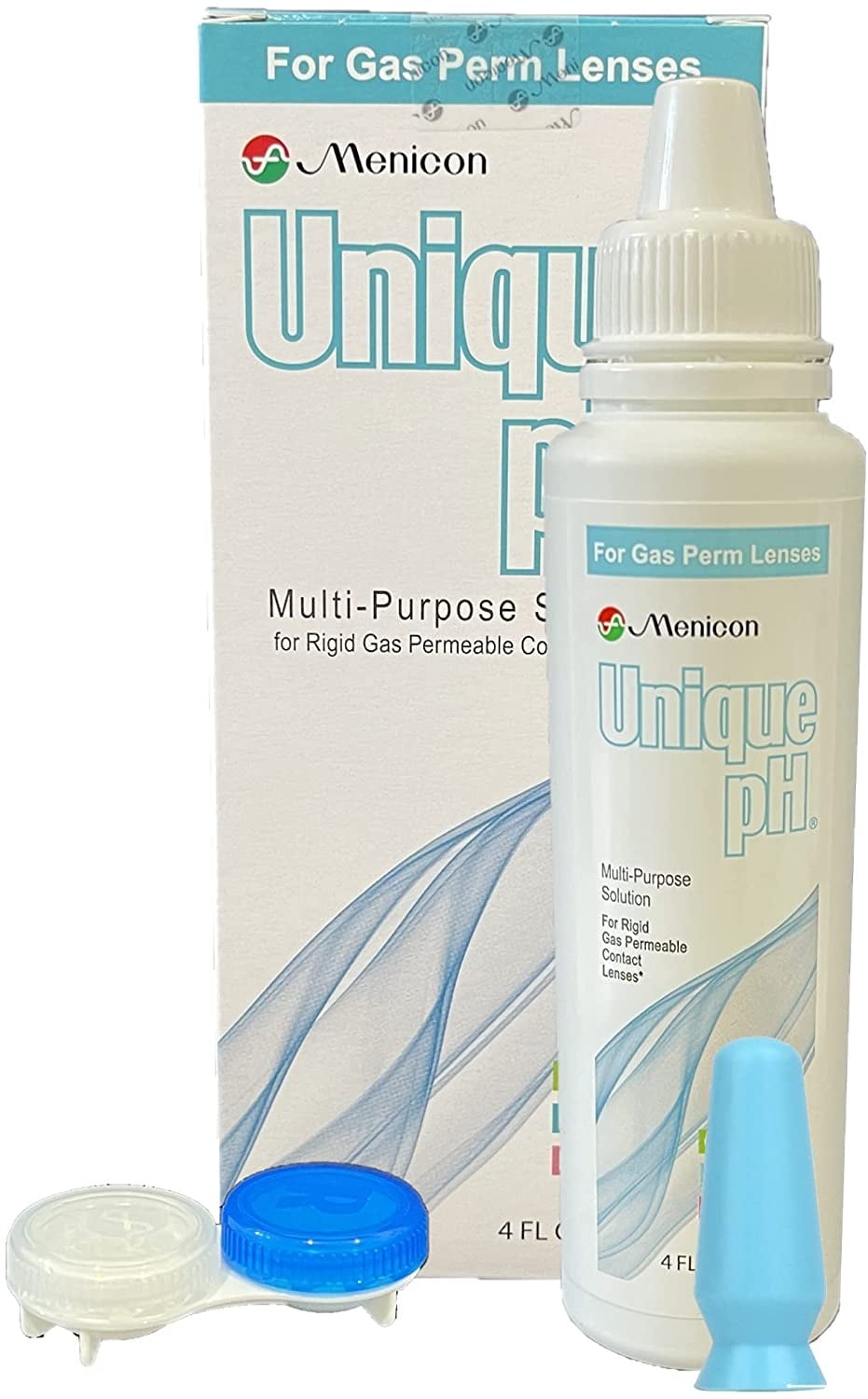 Menicon Unique Ph Multi-Purpose Saline Solution 4 oz and Lumivis Scleral Contact Lens Remover Bundle