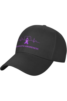 Meningitis Awareness Heart-Beat Plain Baseball Caps Adjustable Washed Twill Low Profile Dad Hats for Men Women Black