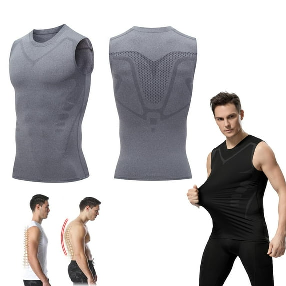 Menionic Tourmaline Posture Corrector Vest,Ionic Shaping Sleeveless Shirt,Back Posture Corrector for Men, Ionic Shaping Vest for Men