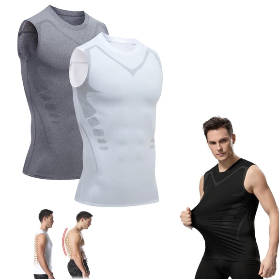 Menionic Tourmaline Posture Corrector Vest,Ionic Shaping Sleeveless Shirt,Back Posture Corrector for Men, Ionic Shaping Vest for Men