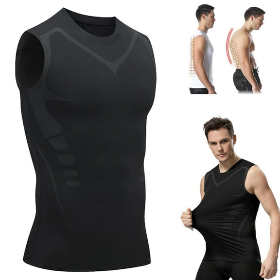 Menionic Tourmaline Posture Corrector Vest,Ionic Shaping Sleeveless Shirt,Back Posture Corrector for Men, Ionic Shaping Vest for Men